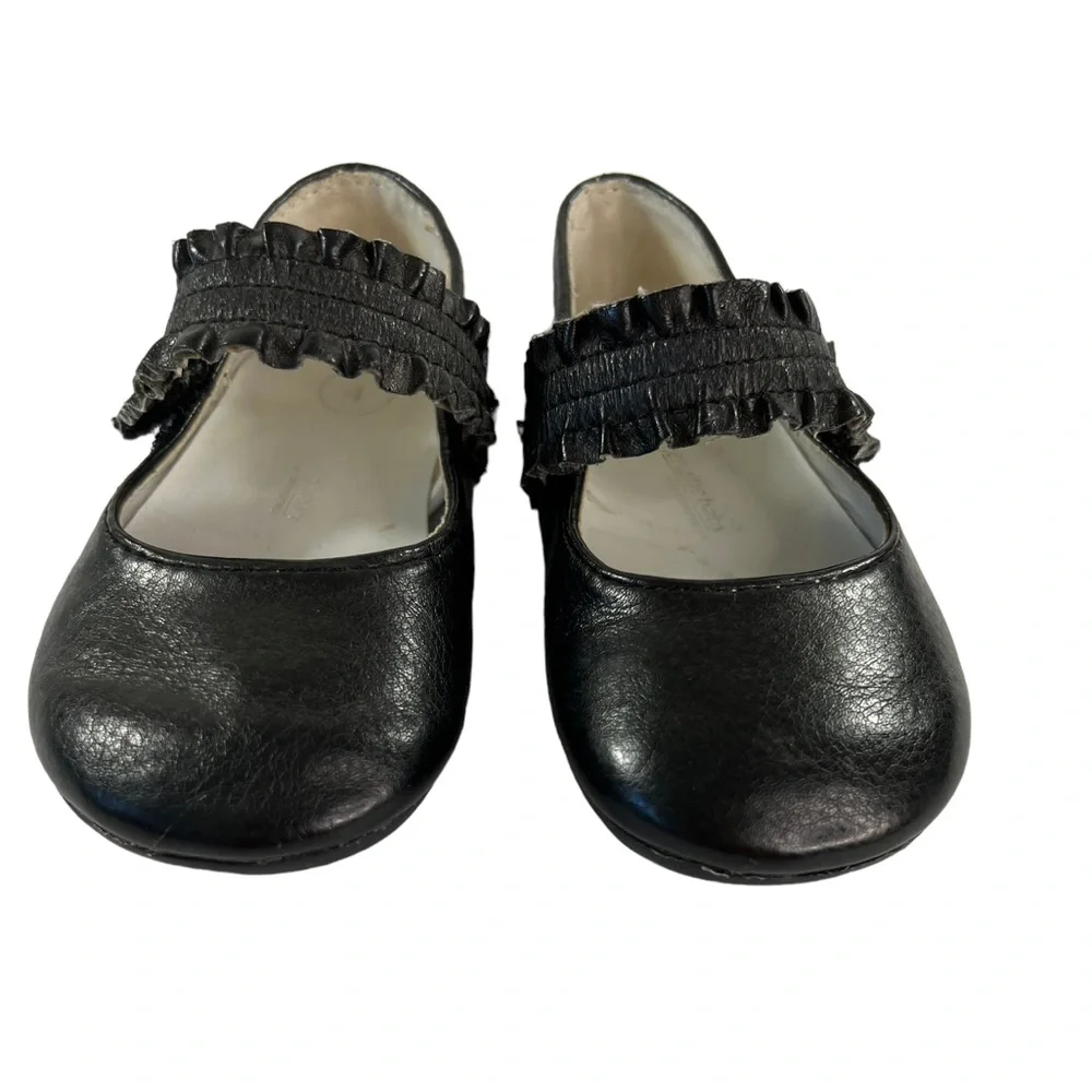 Easter Baby Black Ballet Flats, Genuine Baby by Oshkosh size 4 Vegan Leather